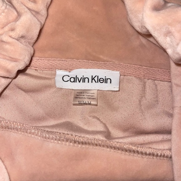 CALVIN KLIEN WOMANS VELOUR DRAWSTRING DRESS IN CAF OLE LIGHT PINK MEDIUM - Picture 8 of 8